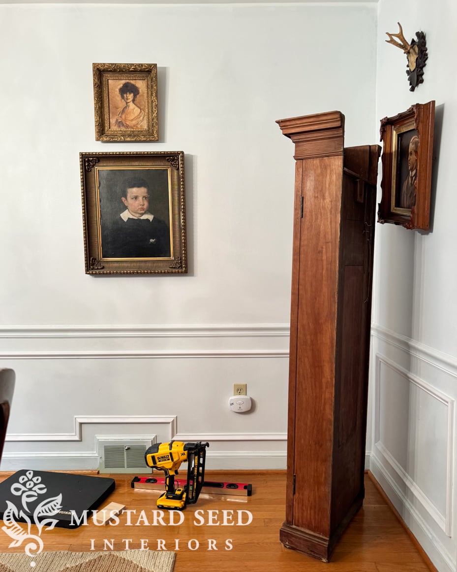 dining room makeover | picture frame molding | miss mustard seed