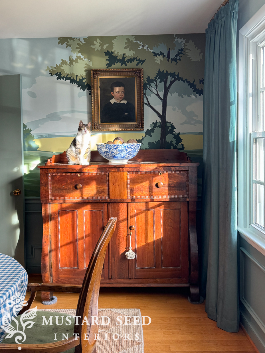 dining room landscape scenic mural progress | miss mustard seed