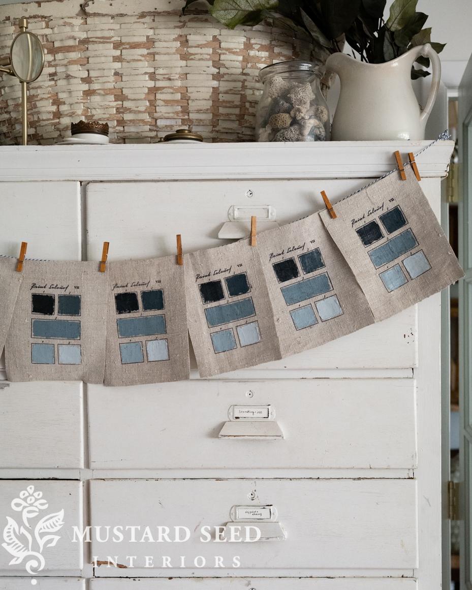 hand-painted, antique-insired color charts on linen | miss mustard seed | marian parsons fine art
