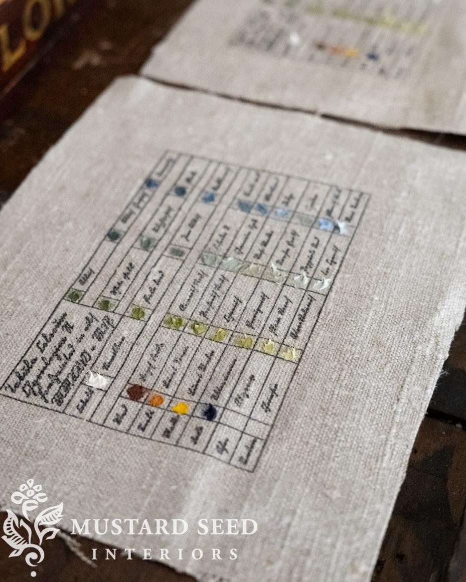 hand-painted, antique-insired color charts on linen | miss mustard seed | marian parsons fine art