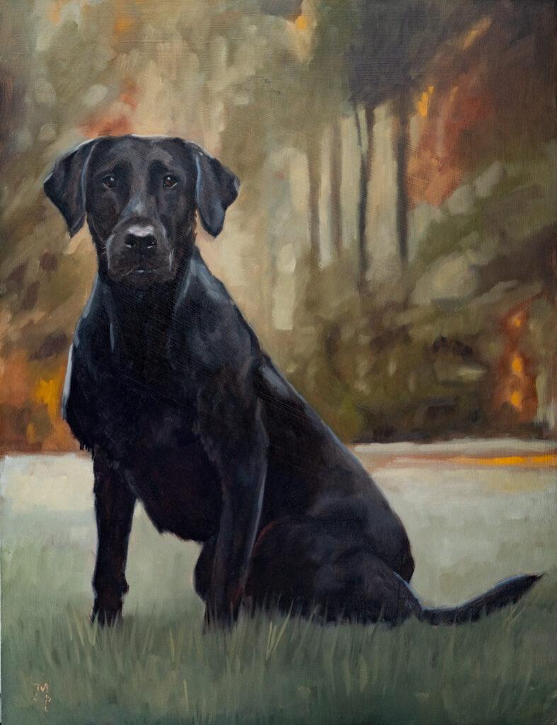 black lab oil painting | marian parsons fine art | miss mustard seed