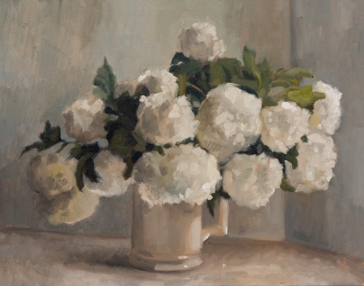 Snowball Viburnum in Ironstone Milk Pitcher | Marian Parsons fine art | miss mustard seed