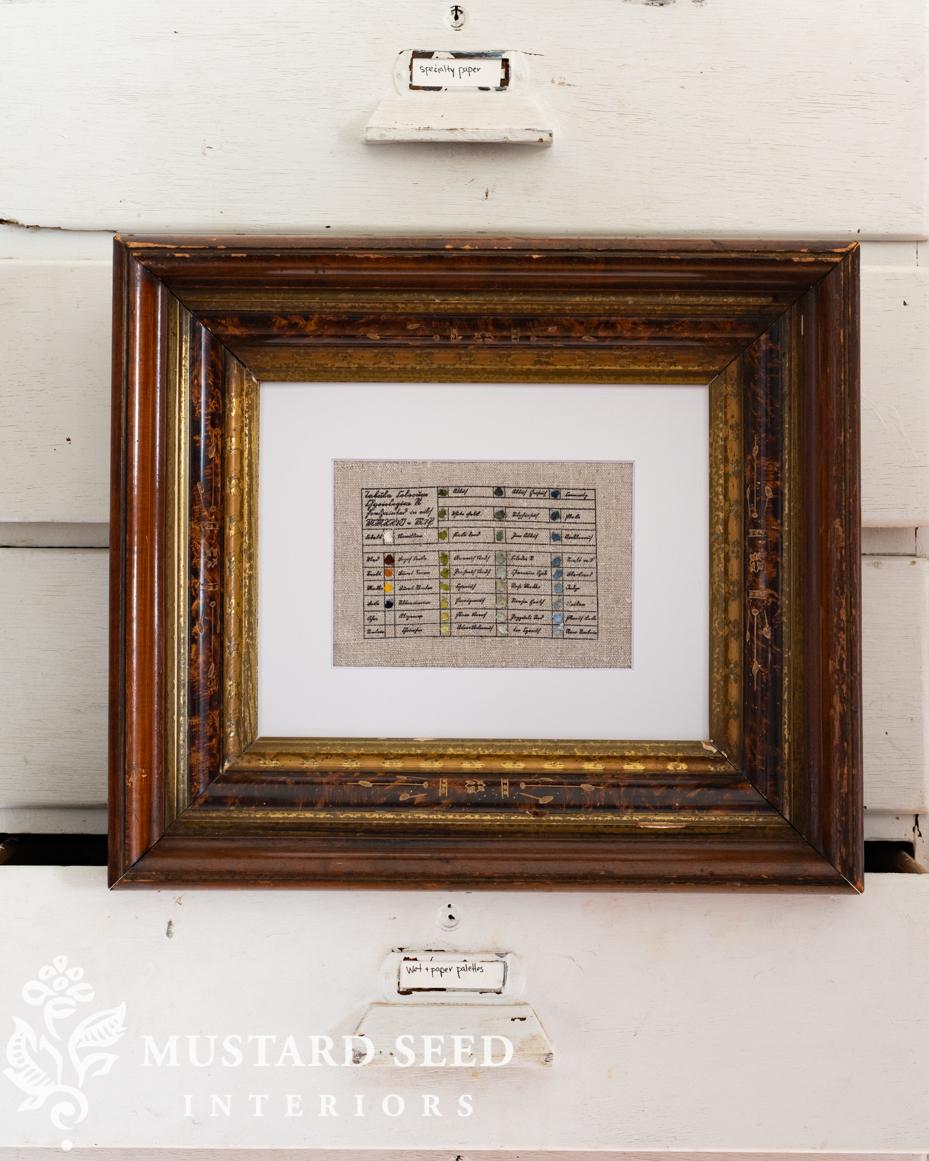 hand-painted, antique-insired color charts on linen | miss mustard seed | marian parsons fine art