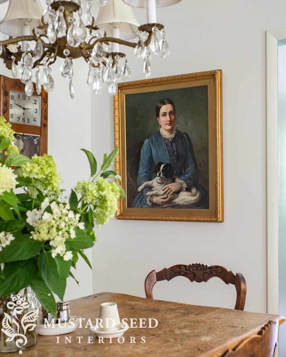 antique portrait in the kitchen | miss mustard seed