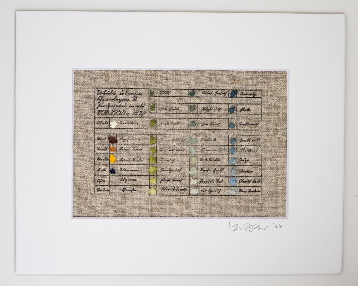 hand painted color charts on linen | mustard seed fine art | marian parsons