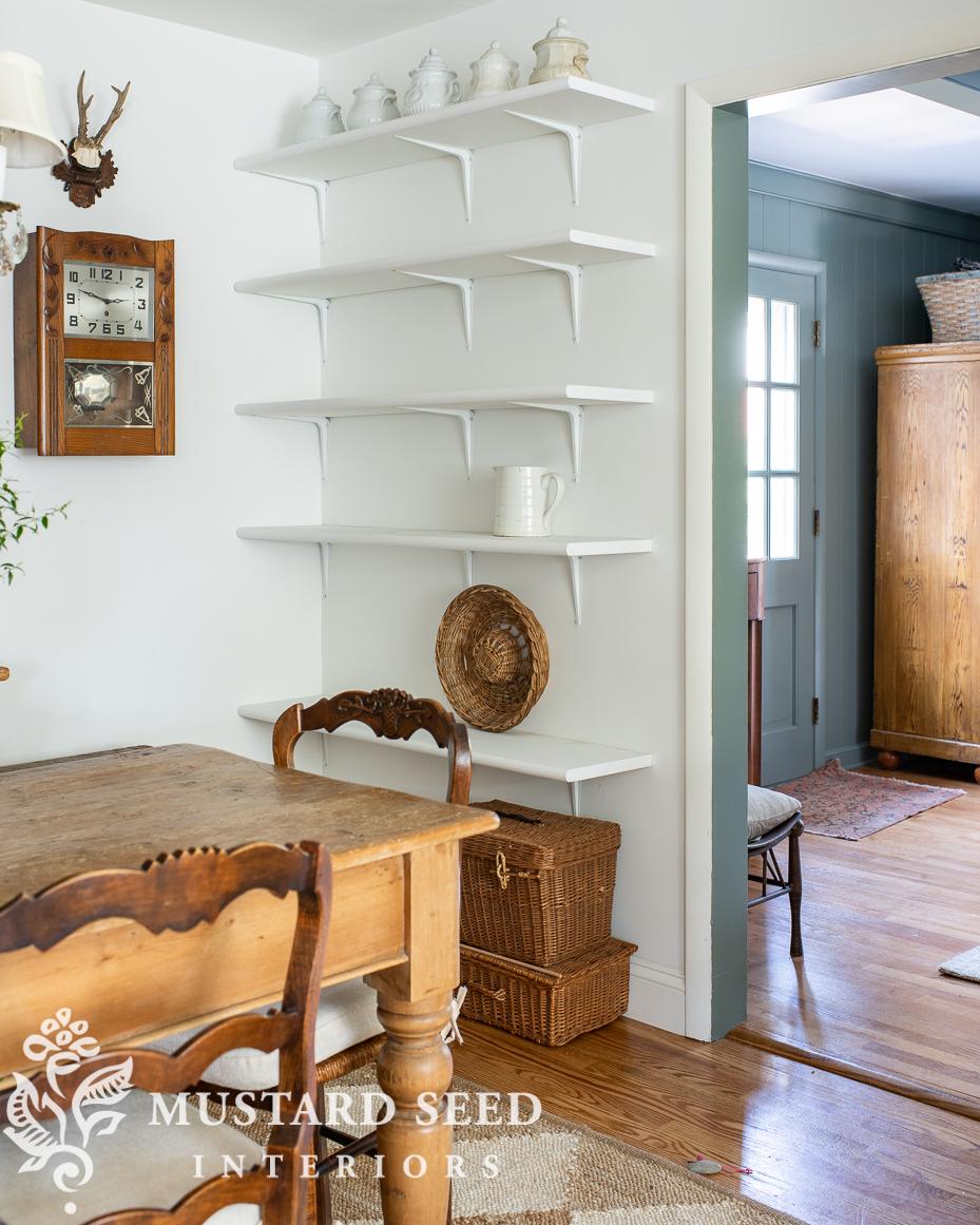 inexpensive open shelving | miss mustard seed