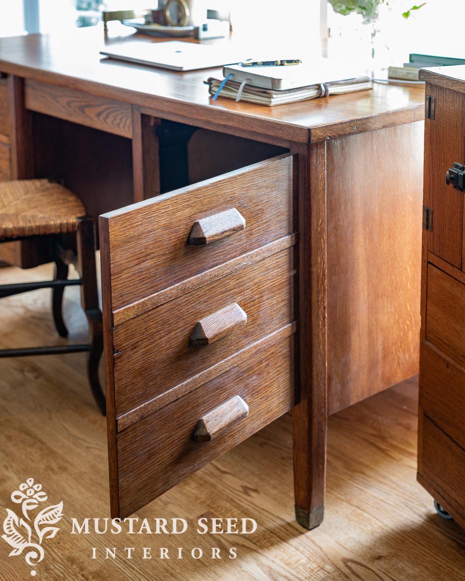 vintage oak desk | miss mustard seed