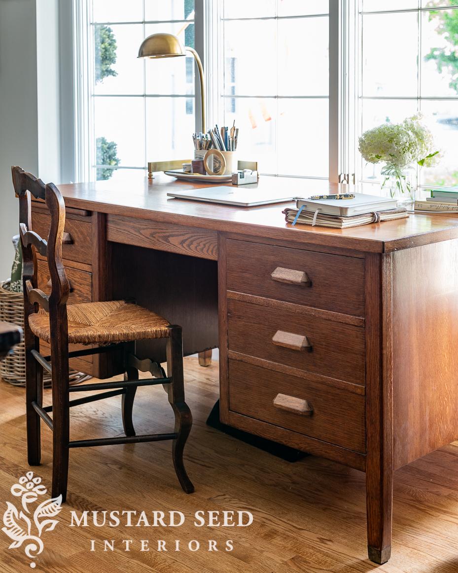 vintage oak desk | miss mustard seed