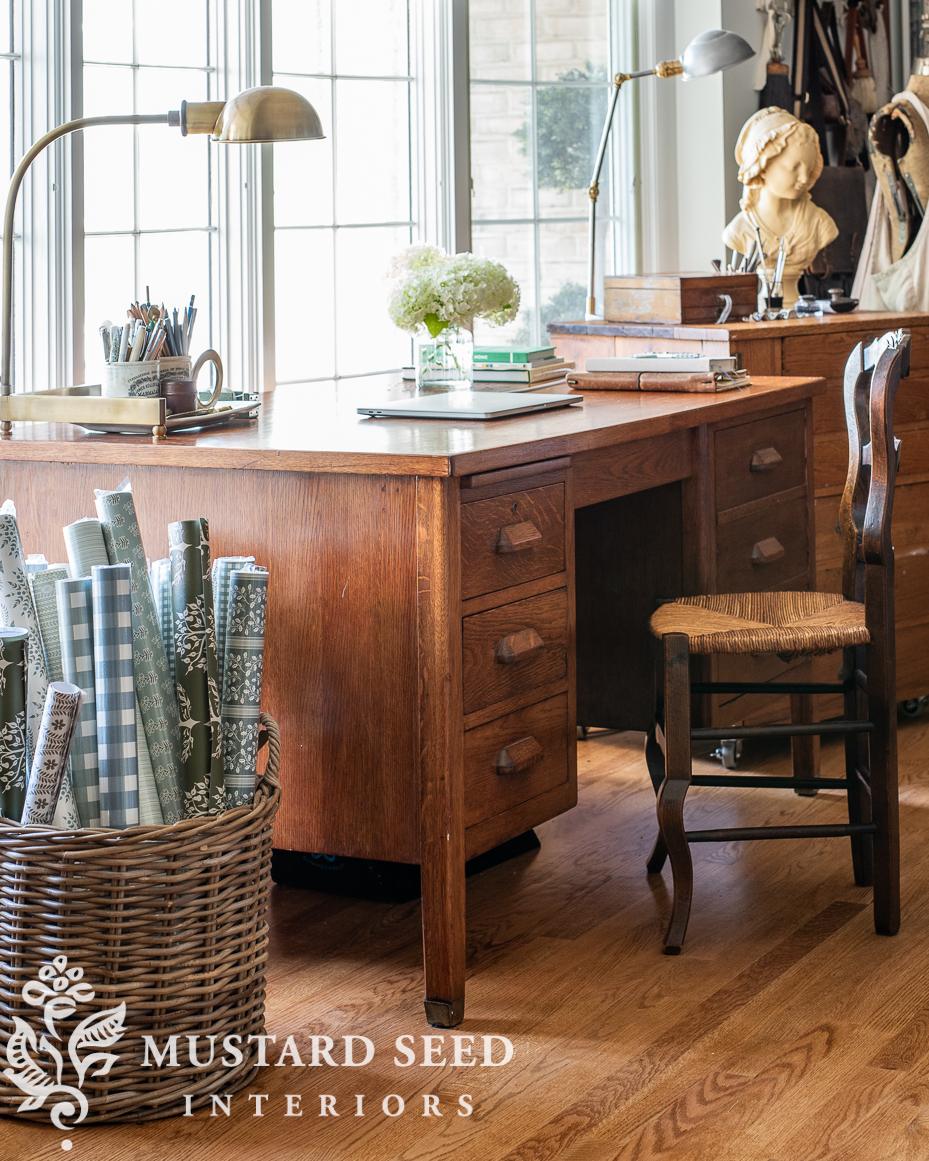 vintage oak desk | miss mustard seed