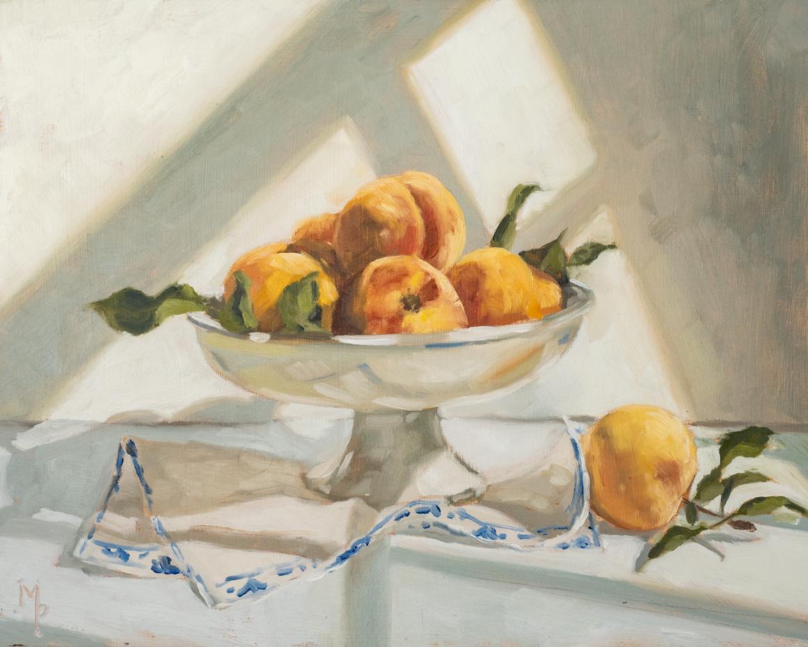 peaches oil painting still life | marian parsons | miss mustard seed