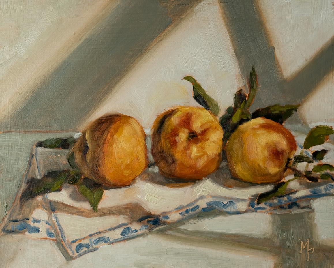 peaches oil painting still life | marian parsons | miss mustard seed