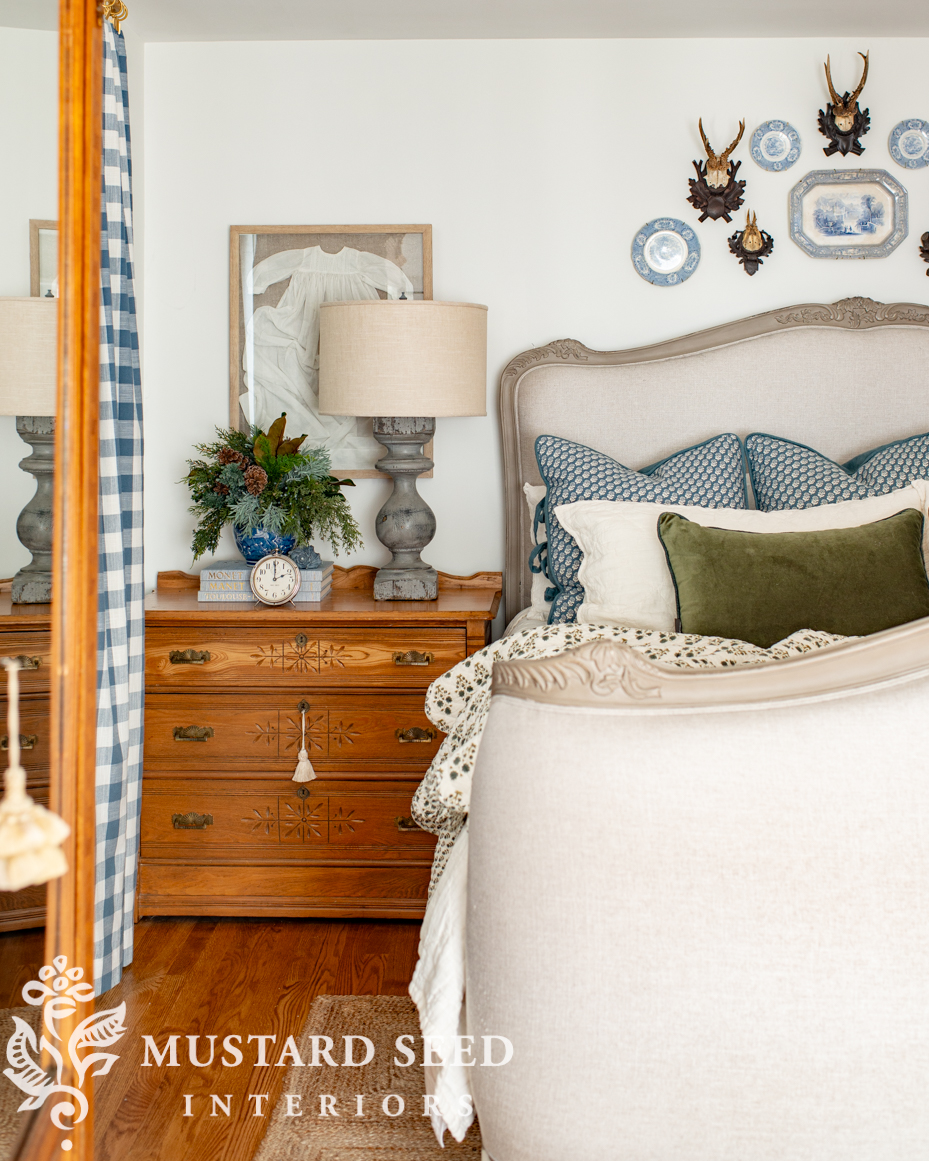 blue and green primary bedroom | miss mustard seed