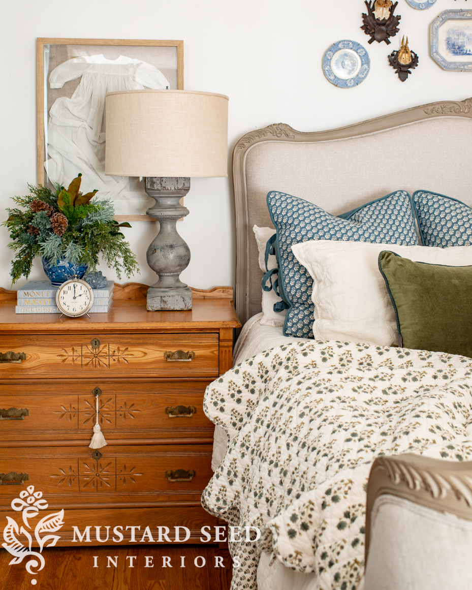 blue and green primary bedroom | miss mustard seed