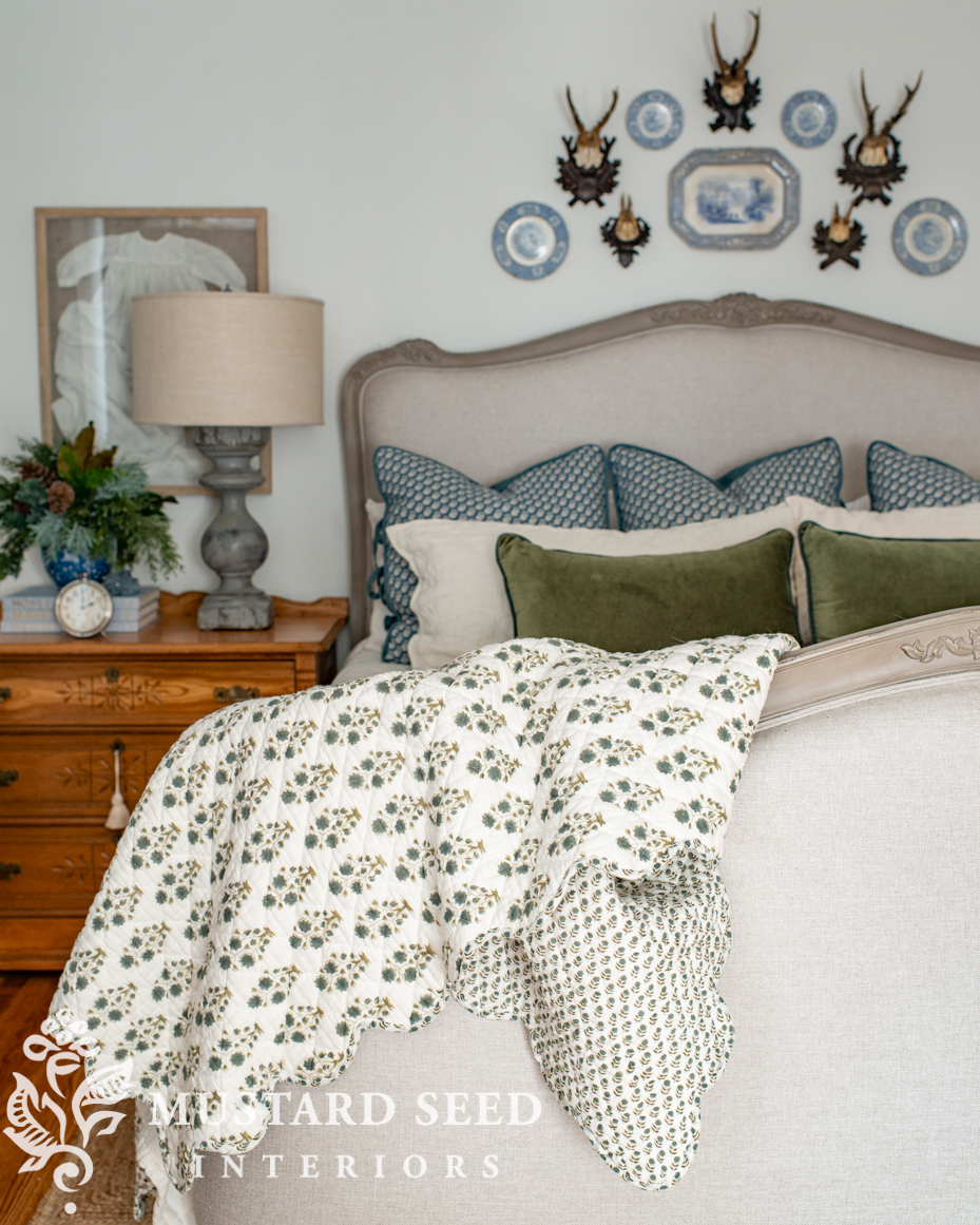 blue and green primary bedroom | miss mustard seed
