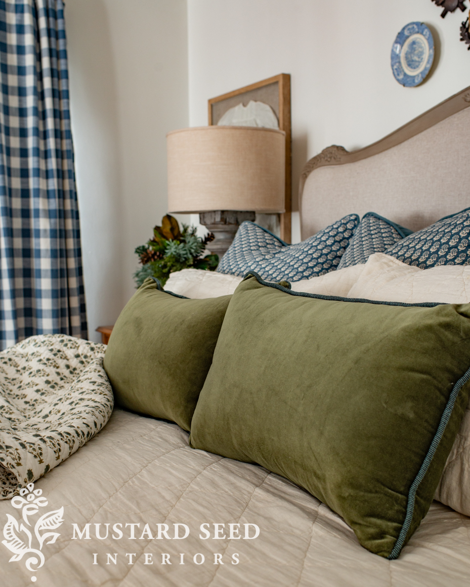 blue and green primary bedroom | miss mustard seed
