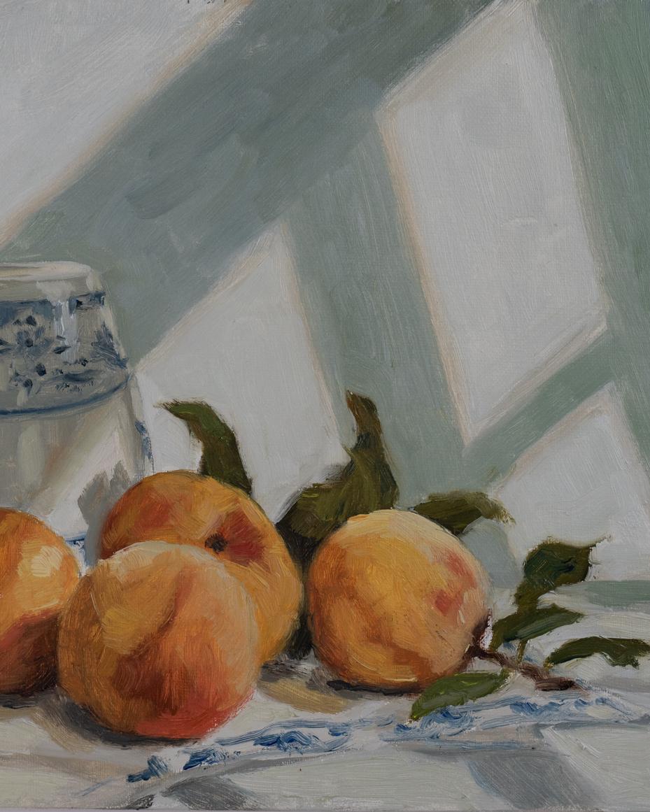 peaches oil painting still life | marian parsons | miss mustard seed