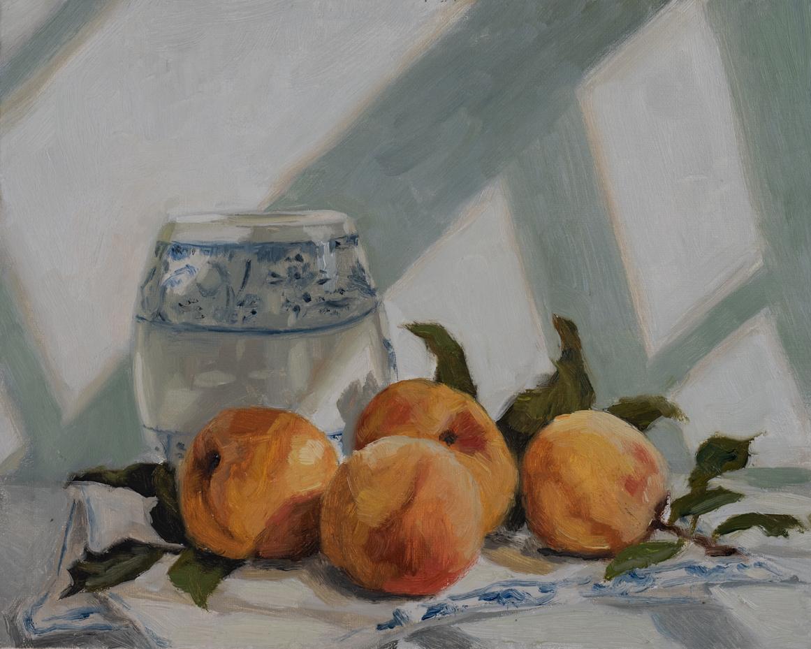 peaches oil painting still life | marian parsons | miss mustard seed
