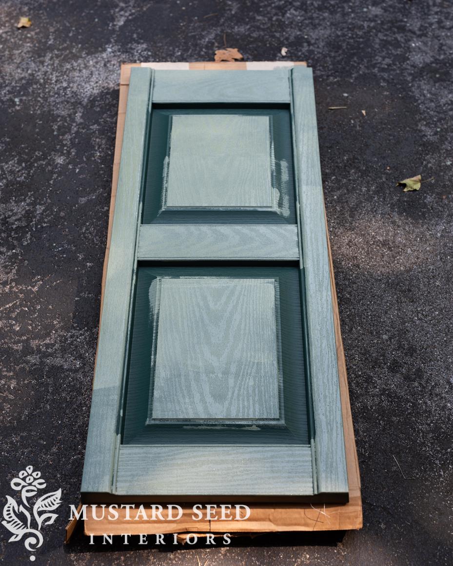 how to paint vinyl shutters | miss mustard seed