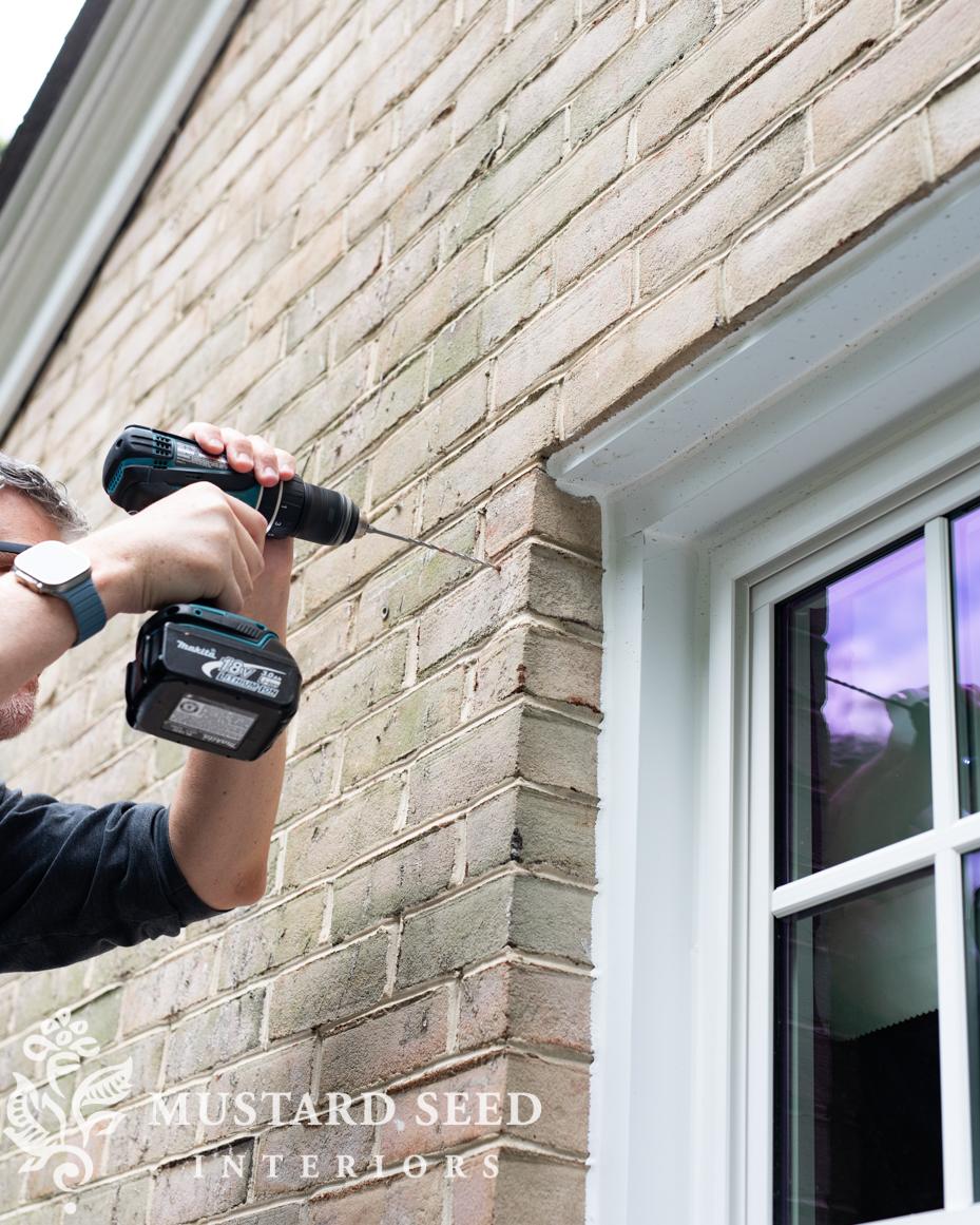 installing vinyl shutters on brick | miss mustard seed