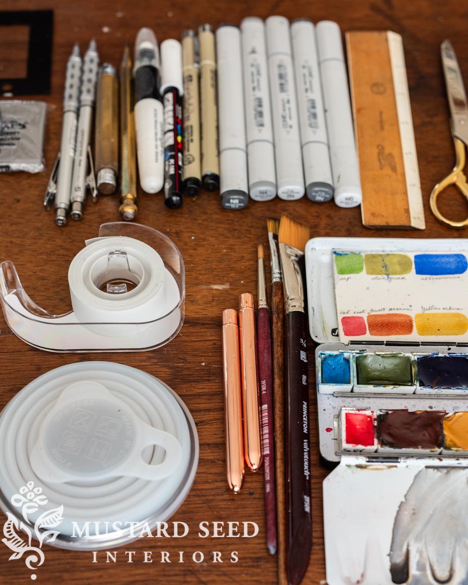 packing art supplies for international travel | miss mustard seed