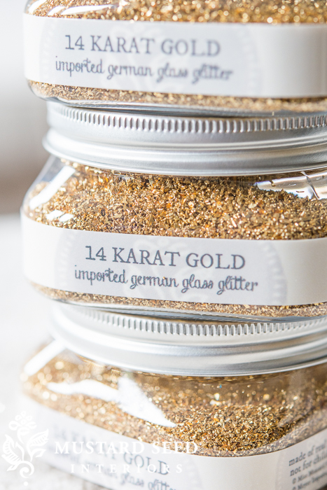 "14 karat" gold german glass glitter | miss mustard seed