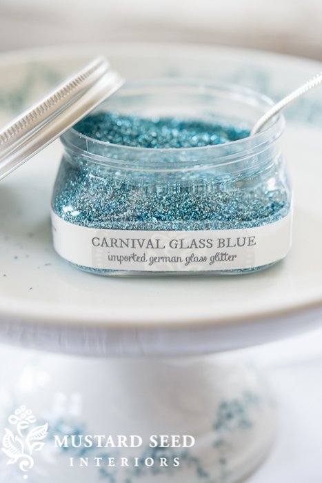 "carnival glass" blue german glass glitter | miss mustard seed