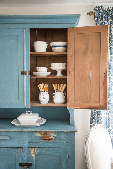 primitive milk painted hutch | miss mustard seed
