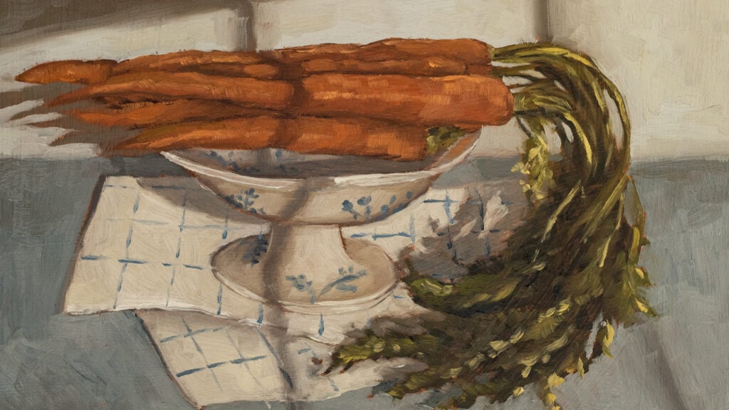 Miss Mustard Seed Carrots on top of bowl