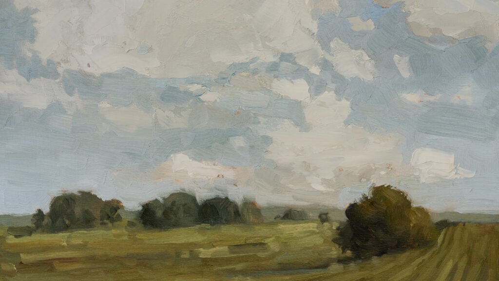 Miss Mustard Seed Trees, Grass and Clouds