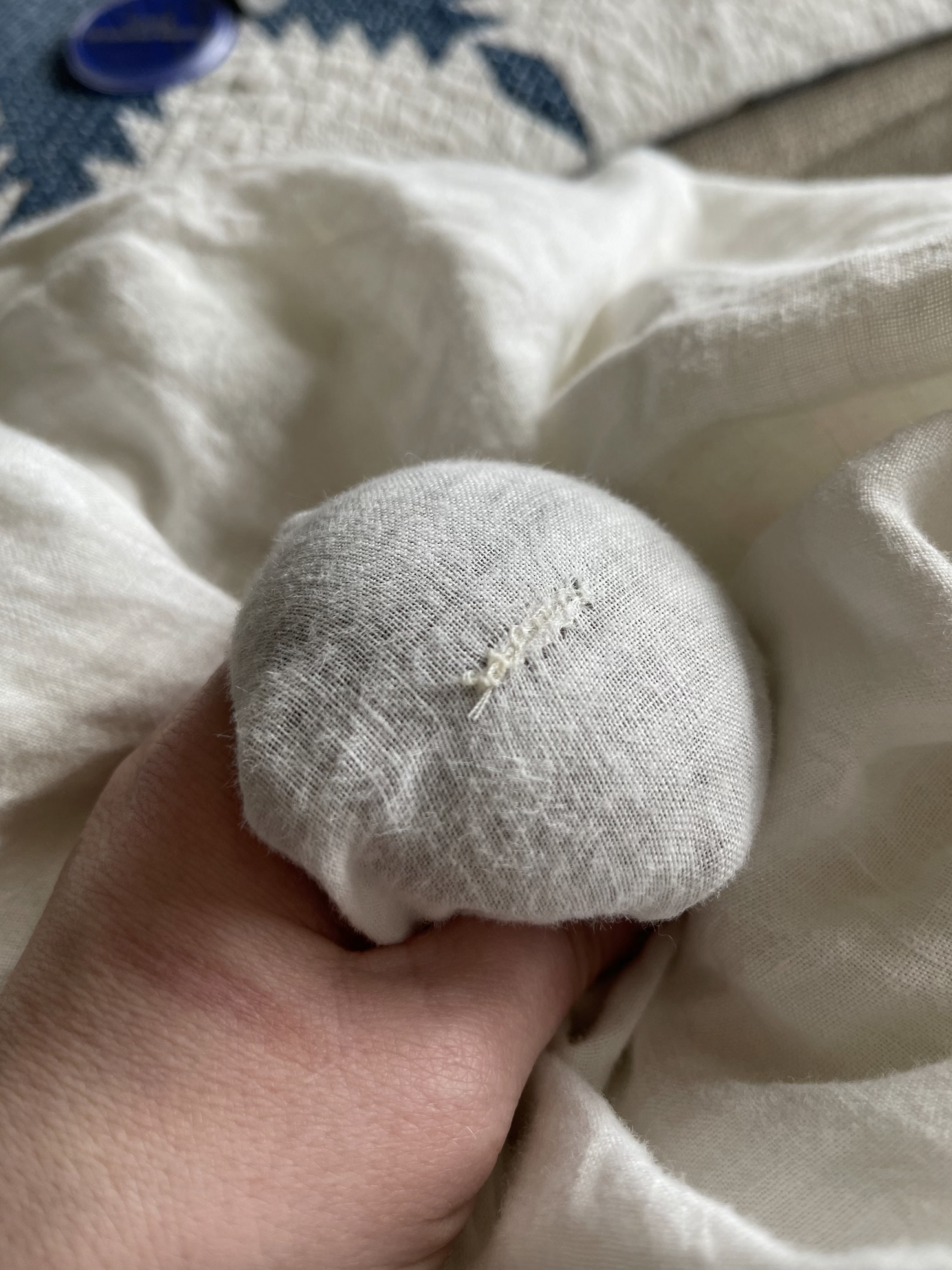 darning a linen sheet | miss mustard seed
