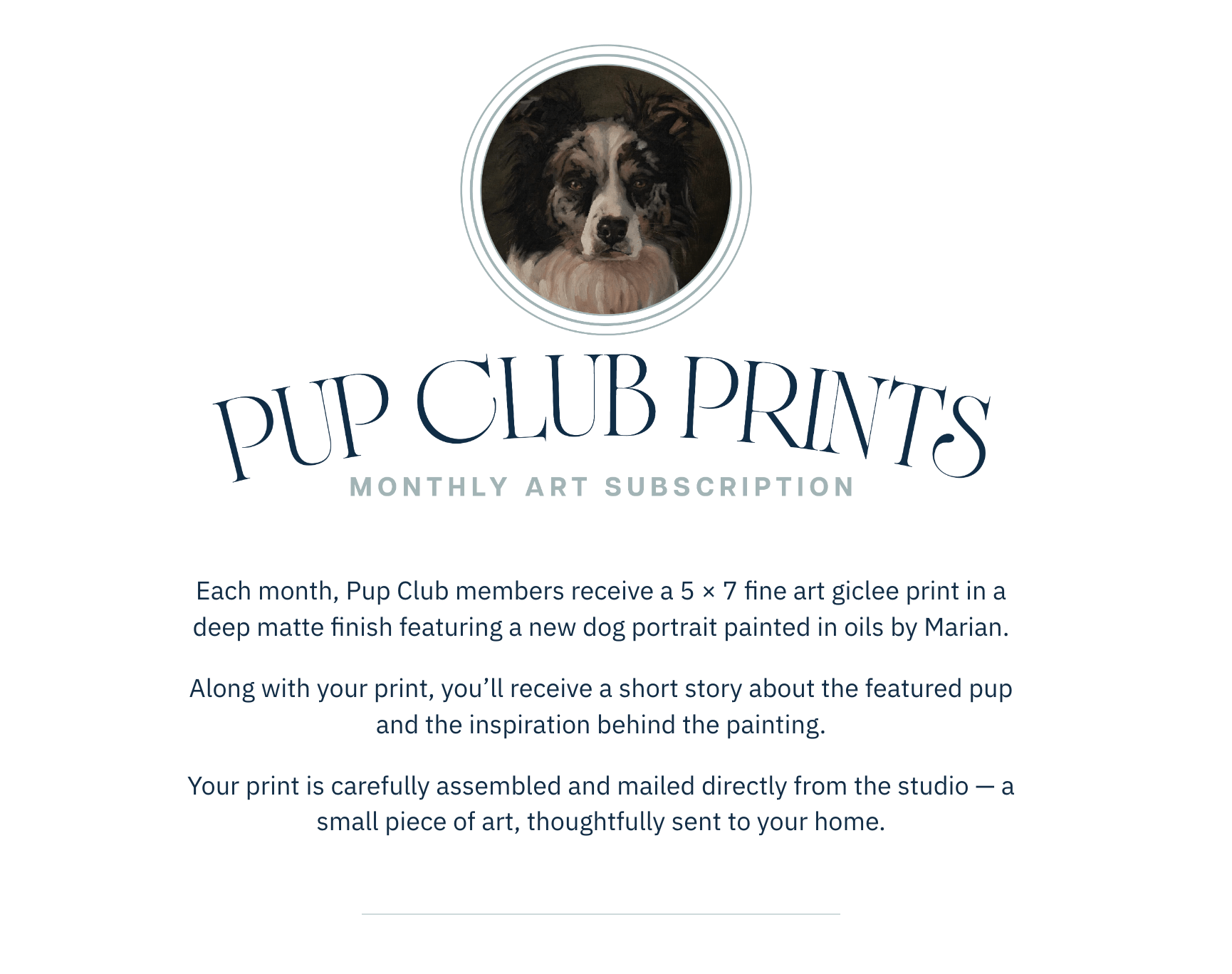 pup club prints | fine art print club for dog and portrait lovers | marian parsons fine art | miss mustard seed