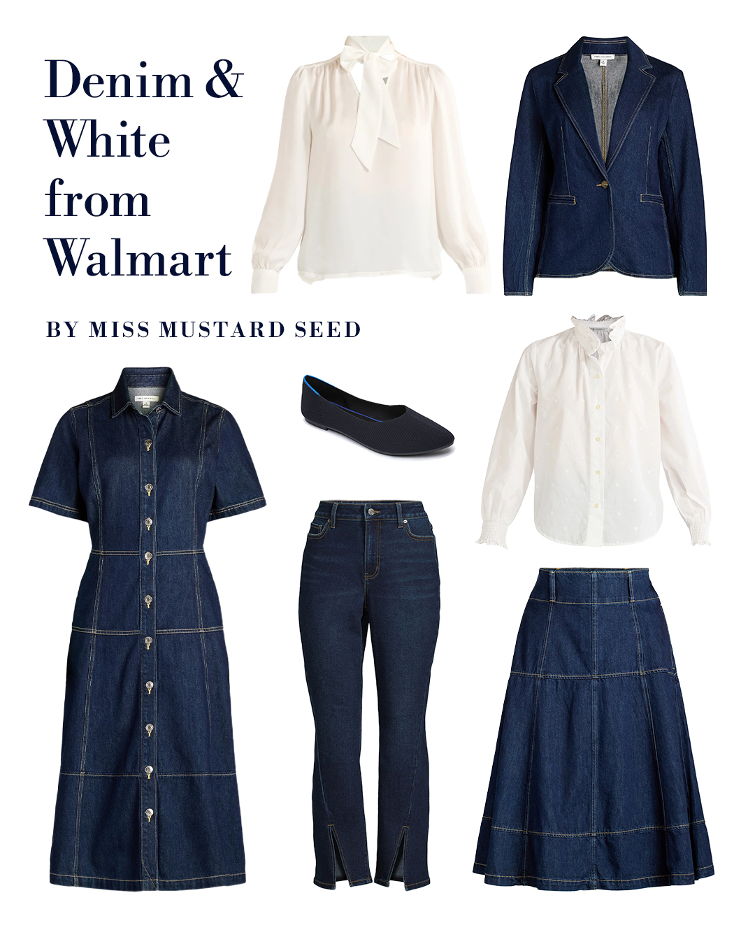 denim and white from Walmart | miss mustard seed