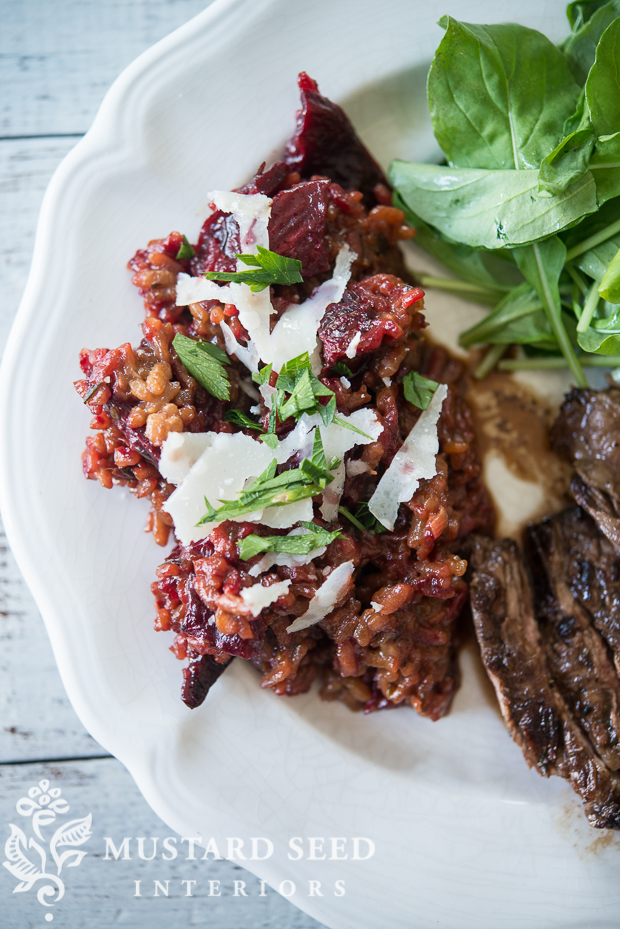 risotto with steak and salad | farmhouse kitchen fall recipe | missmustardseed.com