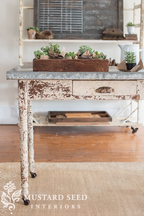 antique zinc-top table | miss mustard seed
