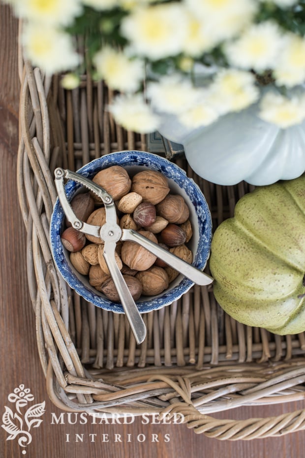 mixed nuts with nutcracker | fall family room decor | missmustardseed.com