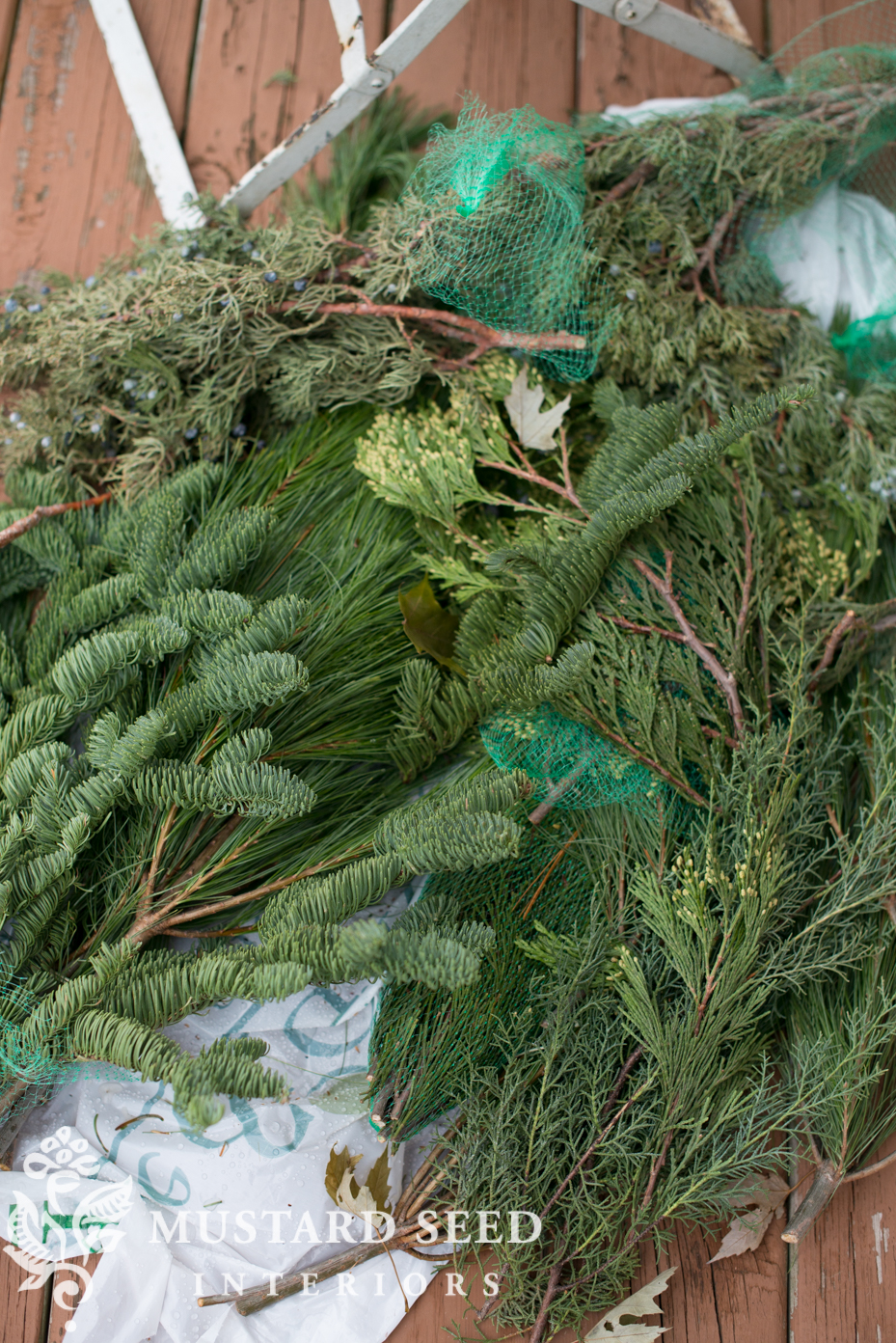 Decorating with live evergreens | Keep them cool | missmustardseed.com