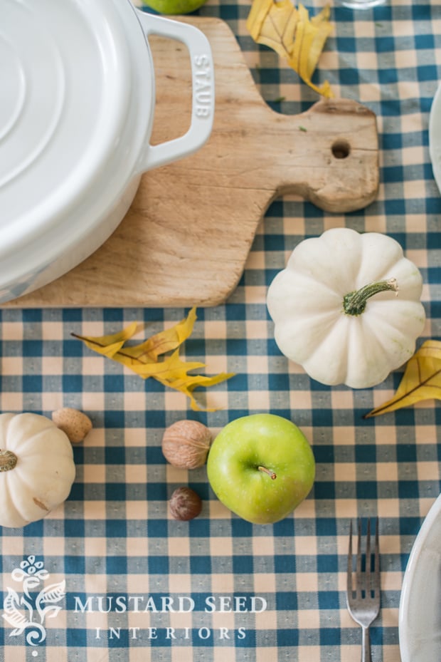 farmhouse fall tablescape | antique bread board | fall dining room table decor | missmustardseed.com