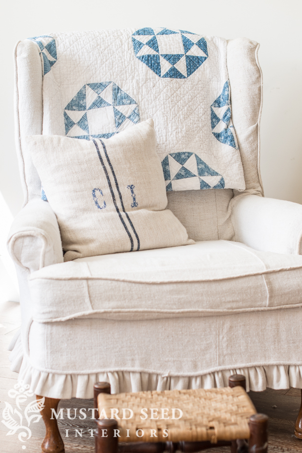 antique blue & white quilt | miss mustard seed