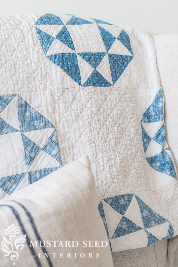 antique blue & white quilt | miss mustard seed