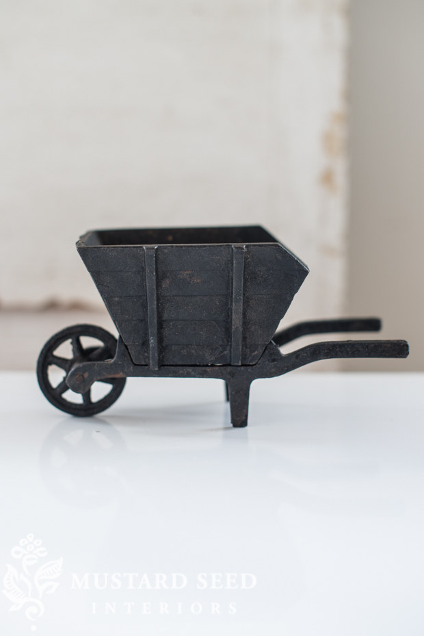antique mini wheelbarrow | miss mustard seed