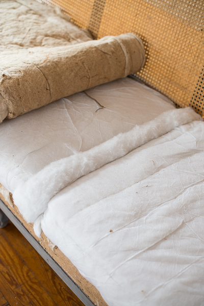reupholstering a caned sofa | miss mustard seed