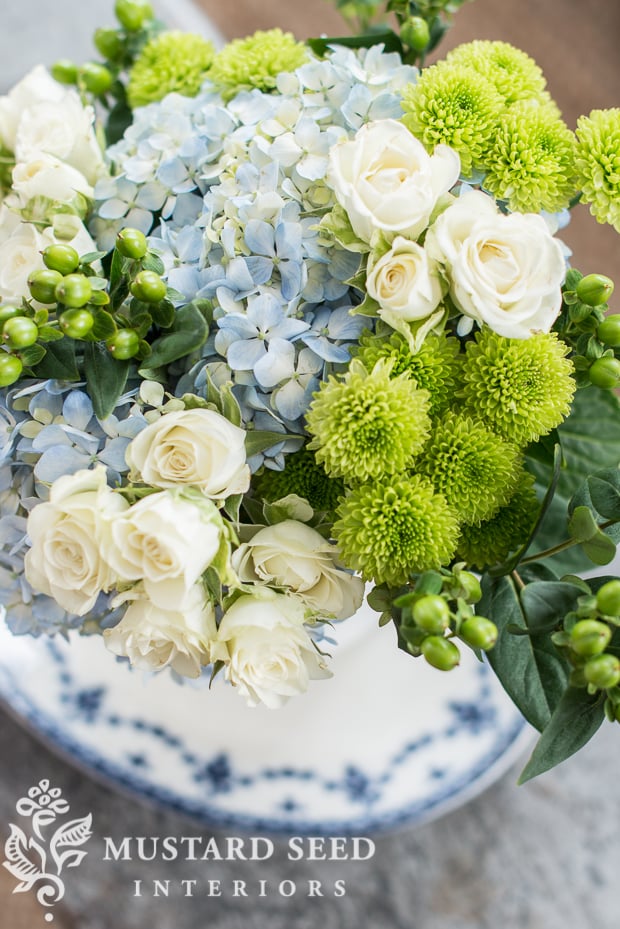 blue green and white flowers | miss mustard seed