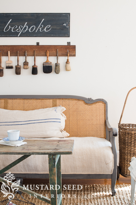 caned sofa makeover | miss mustard seed
