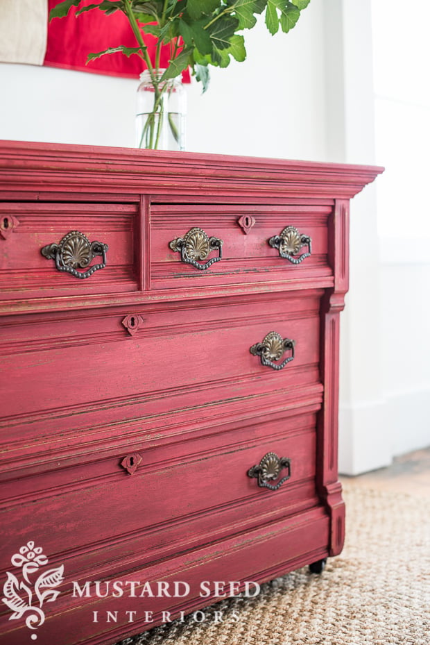 tricycle red dresser makeover | miss mustard seed