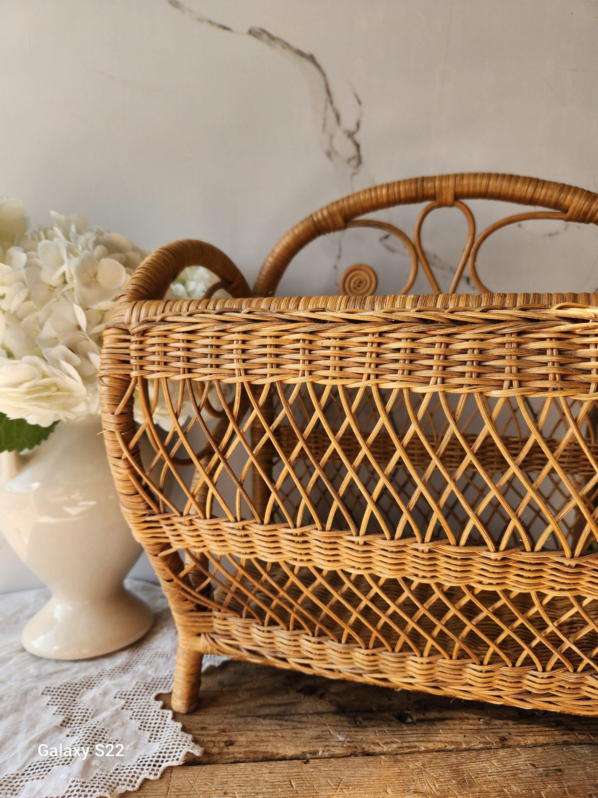 antique wicker magazine rack