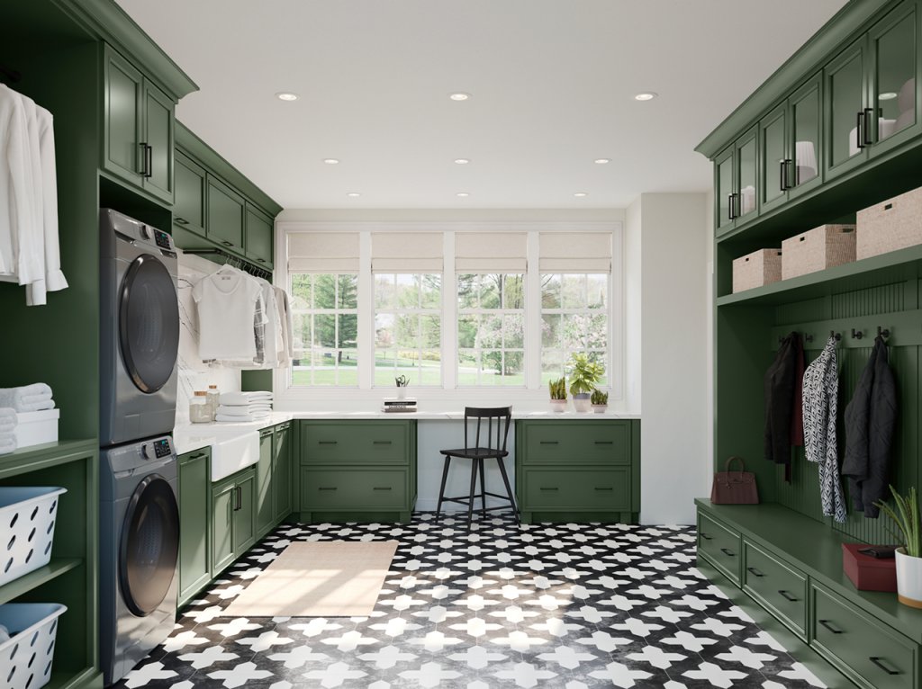 painted sage waypoint cabinets | miss mustard seed